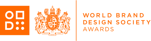 World Brand Design Society Awards logo featuring an orange crest and the text 'WORLD BRAND DESIGN SOCIETY AWARDS'